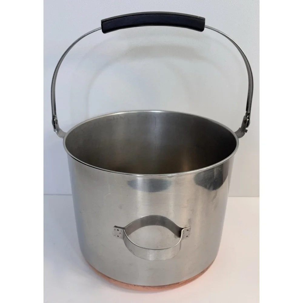 REVERE WARE 8 Qt Stock Pot Bail Handle No Lid Copper Bottom Pre-1968 USA Vtg